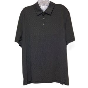 HAGGAR InMotion Golf Tennis Polo Shirt Gray GEO Squares Short Sleeve Mens XXL